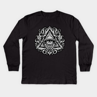 Eye of Providence: Flaming and Elegant Kids Long Sleeve T-Shirt